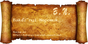 Bakányi Nepomuk névjegykártya